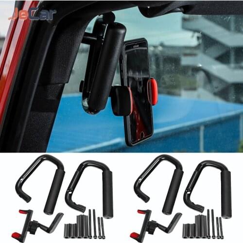 Handle for Jeep Wrangler JK 2007-2017 Car Interior Front Metal Top Handle with Phone Bracket for Jeep Wrangler JK