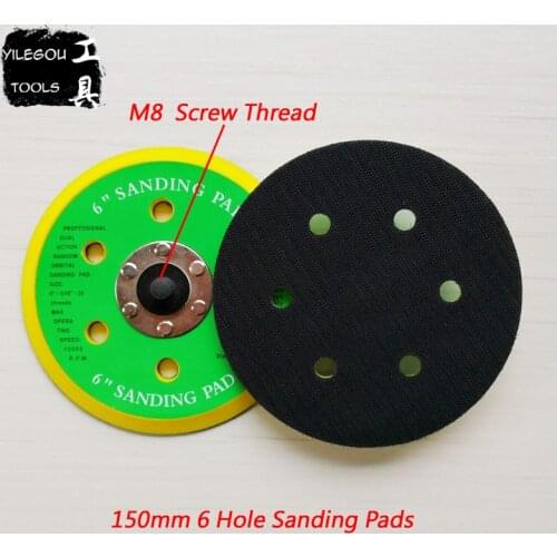 2 Pieces 150mm 6 Hole Sanding Pad 6" Polishing Disc 6 Hole Polishing Plate 6 inch Grinding Disc Screw Thread M8