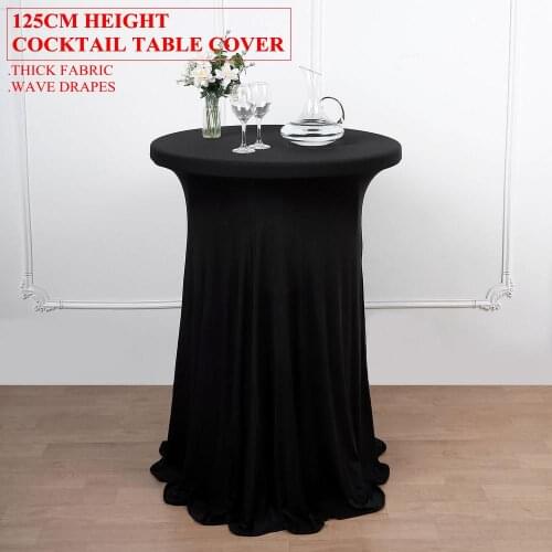 Wholesale Price 125CM Height Spandex Cocktail Table Cover With Wave Drapes Wedding Table Cloth For Event Party Decoration