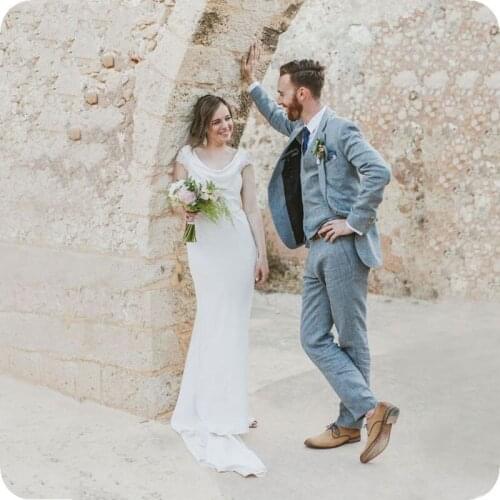 Light Blue Men Suits for Wedding 2018 Custom Made Groom Tuxedo Slim Fit Groomsmen Suit Summer Beach Marriage Party 3 Piece