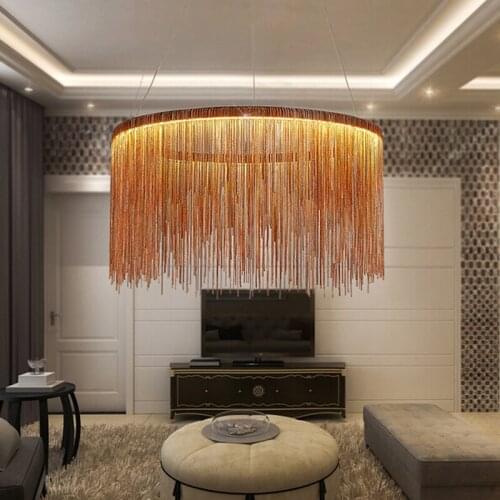 Postmodern Iron Tassel Chandelier Luxury Nordic Large Hall Lighting Aluminum Chain Lliving Room Restaurant LED Pendant Lamp