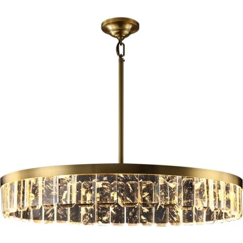 LED Art Deco Copper Crystal Chandelier Hanging Lamp Lighting Lustre Chandelier Lighting Fixture For Foyer