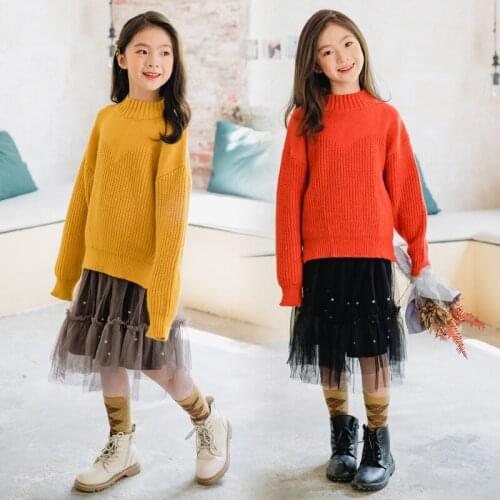 Girl Sweater Kids Baby Outwear Tops 2021 Vintage Thicken Warm Winter Autumn Long Sleeve Knitting Pullover Children Clothing
