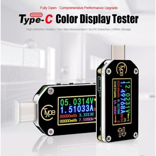 TC66 Fast Charge PD Trigger Detector Color Screen Charger USB Tester Voltage Current Meter Type-C Multimeter Voltmeter Ammeter