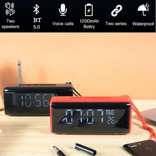 TG Bluetooth-compatible Speaker Wireless Column Loudspeaker Sound Desktop Alarm Clock Function Subwoofer Music Center Speakers