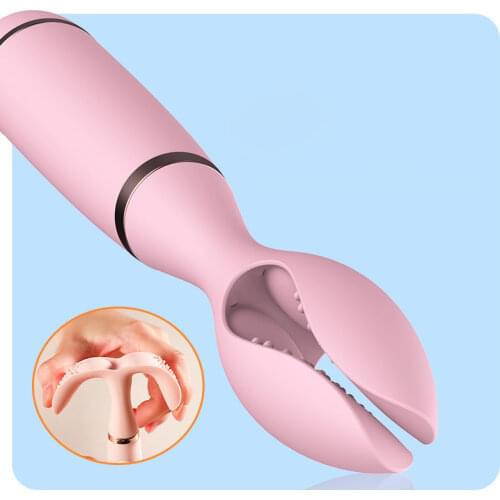 USB Vibration Charging Massager Double Clip Vibrating Nipple Clamps Clitoris Stimulator for Woman Adult Sextoys Femmes