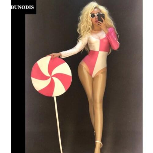ZD329 Women Sexy Bodysuit Lollipop Series (Props Not Contain Supports) Nightclub Party Dancer Singer Stage Wear Show Time