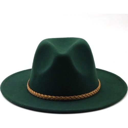 Women Men Wool Fedora Hat With Suede Ribbon Gentleman Elegant Lady Winter Autumn Wide Brim Jazz Church Panama Sombrero Cap