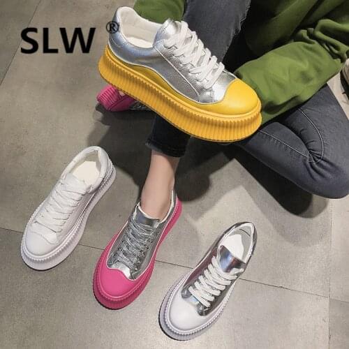 Cross-tied flat Rubber Casual Round Toe women new Lace-Up fashion Basic platform Fabric Flat Platform PU shoes woman high