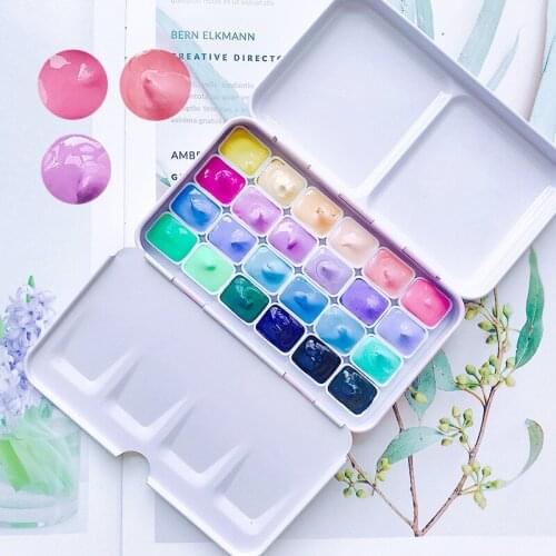 Tin Box Portable mini watercolor 24 colors/1ml Candy color watercolor paint box paint Beginner Macaron set art supplies