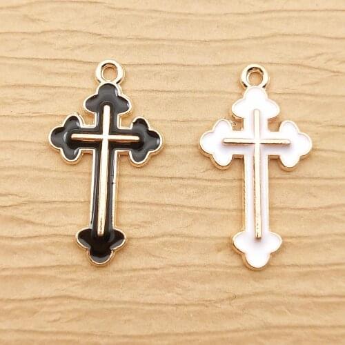 10pcs 14x26mm cross charm enamel charm for jewelry making and crafting fashion earring charm jewelry accessories