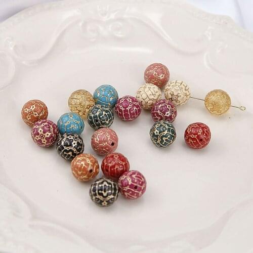10pcs New Fashion Chinese Style Drawing Phnom Penh Resin Perforated Beads Earings For Girls Vintage Diy Jewelry Accessories