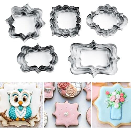 4pcs/set Stainless Steel Frame Fruit Vegetable Cutter Cake Mold Fondant Cookie Cuttter Mold Cake Decorating Tools Baking Tools