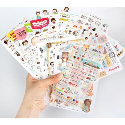 6 Sheets/Set Diary Decoration PET Style Cartoon Pattern DIY Scrapbook Accessories Nice Gift Album Decor Children Stickers Toys