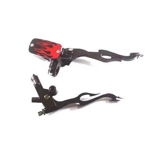 7/8" 22mm Handlebar Flame Hand Control Reservoir Brake Clutch Levers Motorcycle For Honda Yamaha Suzuki Kawasaki Custom