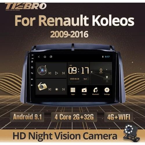 TIEBRO Android 9.0 Car Radio For Renault Koleos 2009-2016 GPS Navigation Car Multimedia Video Player NO 2 Din DVD Auto Radio IGO