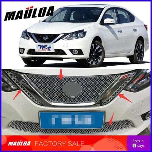 Car accessories 3 4 Piece Stainless steel car front grille racing grills grill cover trim for Sylphy 2016 2017