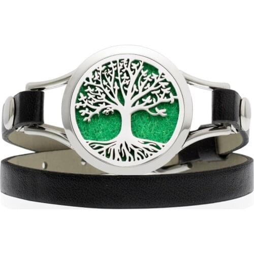 Tree Of Life 30mm Wrap Bracelet Aroma Diffuser Adjustable Essential Oil Aromatherapy Bracelet For Women Stainless Steel Jewelry