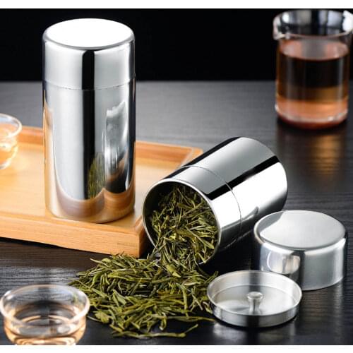 Tea Canister With Airtight Lid Tea Tin Container Stainless Steel Tea Can Thicken Portable Small Seal Box Tea Caddy For Loose Tea