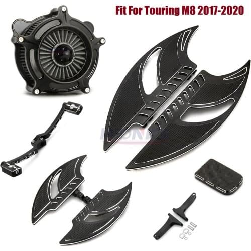 Black F+R Floorboards Footpegs Shifter Brake levers Pedal Air Cleaner filters Fit For harley street road king glide 2017-2020 M8