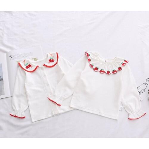 Baby Girl Cotton Spanish Shirt Toddler Boutique Clothes Infant Spain Cotton Outfit Spring Newborn Strawberry Embroidered Top
