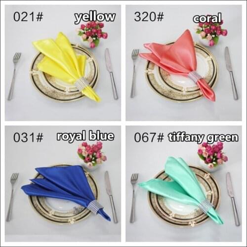 Dearest 10pcs 48cm Square Satin Napkins Solid Handkerchief for Wedding Party Hotel Restaurant Table Decors