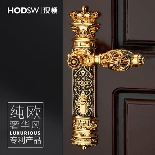 European style carved zinc alloy door lock, golden door lock, bronze door lock