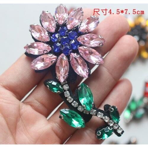 Purple flowers sequins Rhinestones beaded brooch appliques patches vintage fashion Coat Sweater decoration patch