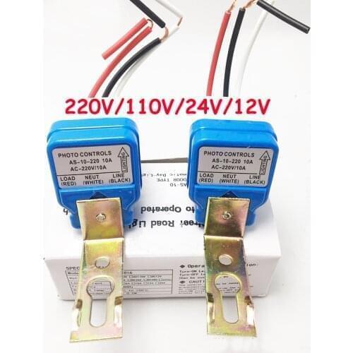 AS-10 220V 12V 10A Automatic On Off Photocell Street Light Switch Waterproof Photowitch Light Sensor Switch
