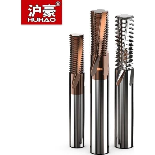 HUHAO NPT Spiral Milling Cutter 3 Flutes 4 Blades Taper Tube Thread Endmill Router Bits For Aluminum CNC Engraving Machine Tools