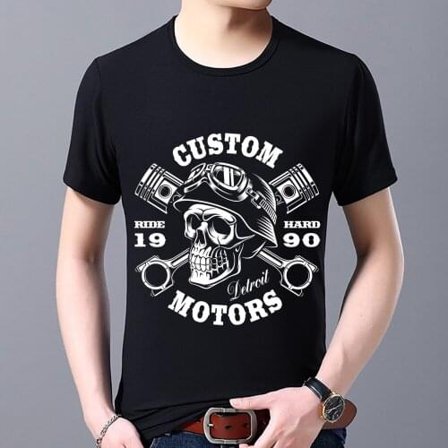 Summer Mans T-shirt Skulls Pattern Short Sleeve Male Tops Simple Black Print Classic O-Neck Tee Shirt Camisetas T Shirt for Men