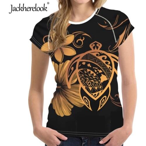 Jackherelook Vintage Black T Shirts for Womens Clothing Polynesain Turtle Floral Designer Fashion Top Tee Short Sleeve Tshirt