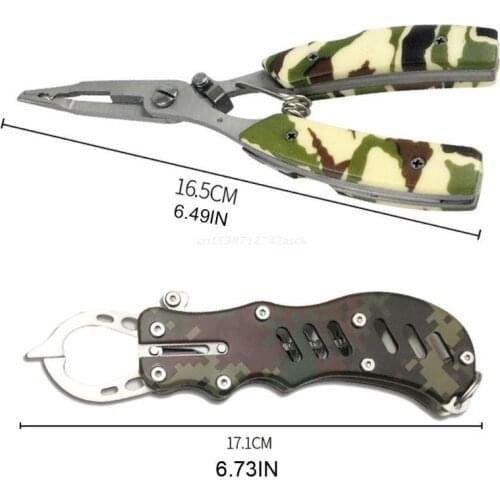 Stainless Steel Camouflage Fishing Pliers and Fish Lip Gripper Holder Tools Set Dropship