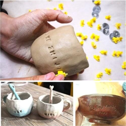 Ceramic Art Alphanumeric Imprint Stamp Polymer Clay Tool Embossing Tool Set Cutter Soft Candy Biscuit Pottery DIY Embossing Tool