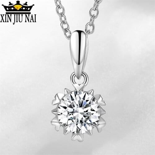 S925 silver classic six-claw single diamond super sparkling women necklace Charms Exquisite Luxury Girlfriend birthday present