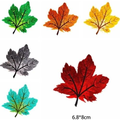 Colorful Maple Leaf Patches Iron On Embroidered Patch Plant Applique for Garment T Shirts Pants Bags DIY Clothes Craft Supplies