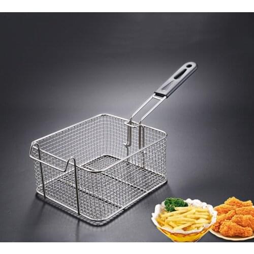 Stainless Steel Fry Baskets Hot Oil Frying Fried Basket With Single Handle Chip Presentation Mesh Noodle Dumplings Food Colander