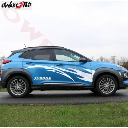 Car Body Door Side Both Decor Sticker Vinyl Decal Auto Flame Sport Styling For Hyundai KONA Exterior Accessories Stickers