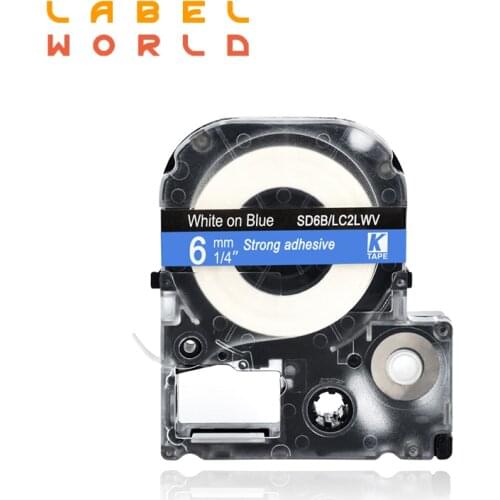 6mm EPSON label tape white on blue typewriter label tapes compatible for kingjim label maker LW-300 lw400 epson label printer