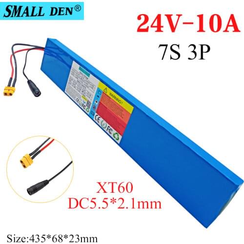 24V 10Ah 18650 7S3P Lithium Ion Rechargeable Battery Pack with BMS Electric Bike Moped Balance Scooter Battery