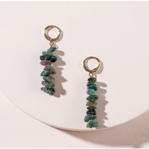 LUNA CHIAO Women Earring - Natural Stone Agate Dangle Drop Earrings Jewelry