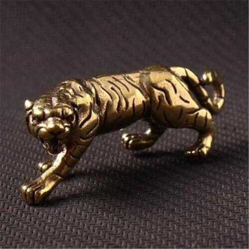 Fashion Casting Metal Tiger Retro Ornaments Gifts 3D Figurine Mini Animal Collect Home Office Room Desktop Decoration Sculpture