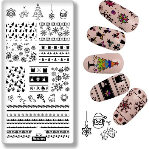 Nail Art Christmas Degisn Image Print for Nails Stamp Template Plate Nail Plates Xms Polish Stamping Manicure Bell Elk Stencils