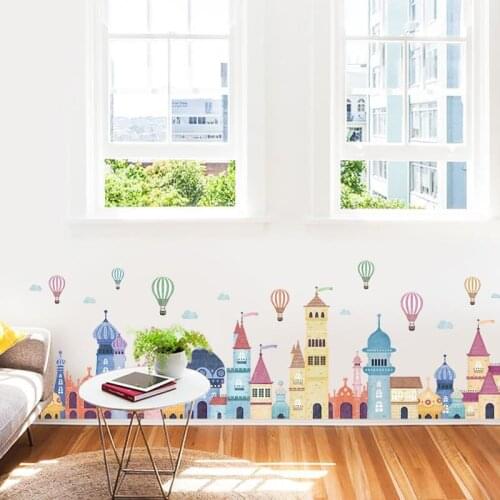 Castle Building Skirting Line Wall Stickers for Kids Room Bedroom Decor Living Room Wall Enclosure Corridor Layout Wallpaper