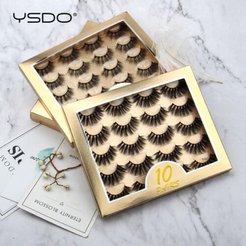 YSDO 3D Mink Eyelashes 3/10 Pairs Makeup Wispy 3D Mink Lashes Natural Long False Eyelashes Thick Fake Lashes Volume Eyelashes