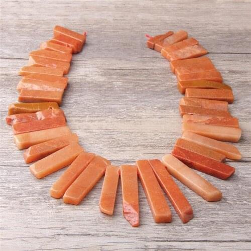 Natural Orange Aventurine Points Tusk Top Drilled stick Beads Pendant gem stone Graduated Crown Jewelry making necklace handmade