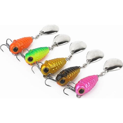 Ardea VIB Rotating Mini Metal Laser Vibration Jigging Fishing Lure Skirt Slow Jig Crankbait Sequins Trout Spoon Winter Ice Bait
