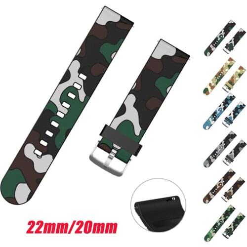 22 20mm Silicone Band for Galaxy Watch 46mm Camouflage Sports wristStrap for Samsung Gear S3 Frontier/Classic Huawei Watch Gt 2e