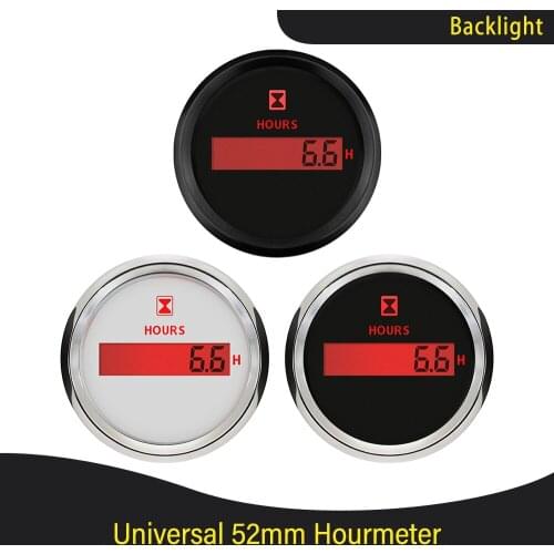 Auto Boat Engine Hour Meter LCD Digital Hour Gauge Universal 52mm for Car Boat With Red Backlight