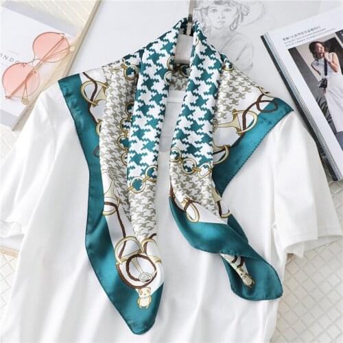 Women Print Designer Silk Scarf Square Lady Hair Scarves Women Foulard Shawl and Wraps Female Headkerchief Luxury Brand Summer